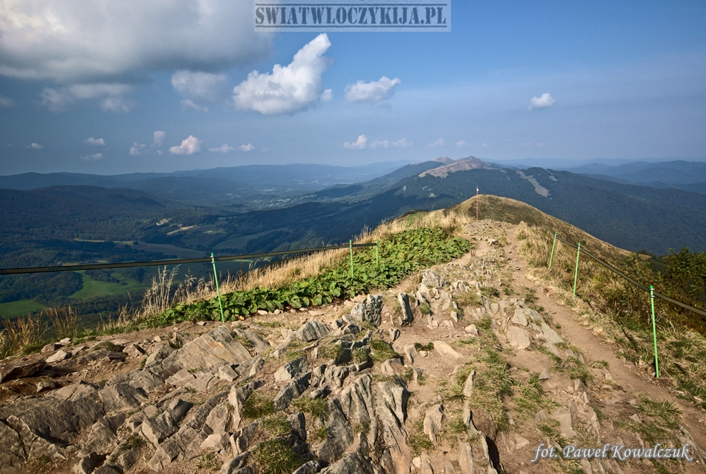 The rocky mountain trail of the Caryńska peak in the Bieszczady Mountains